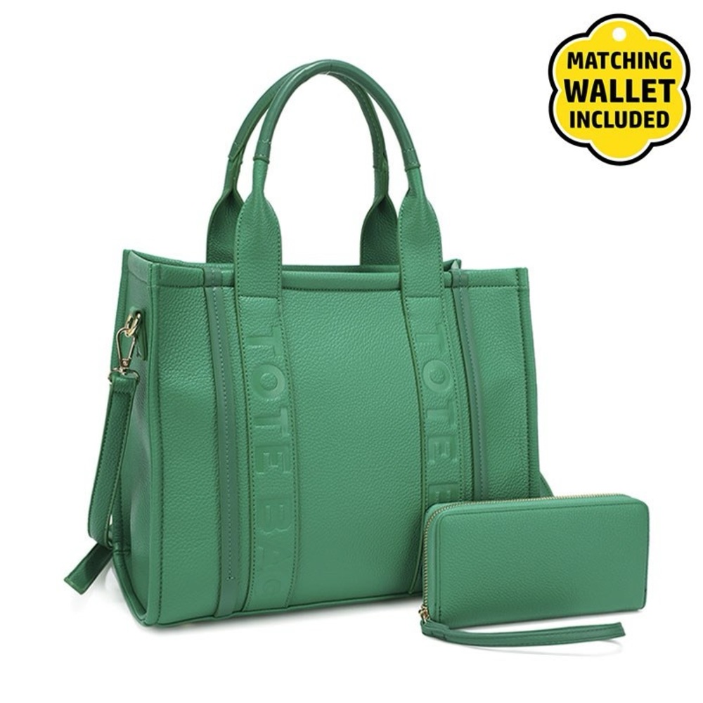 Green Tote Bag with Matching Wallet